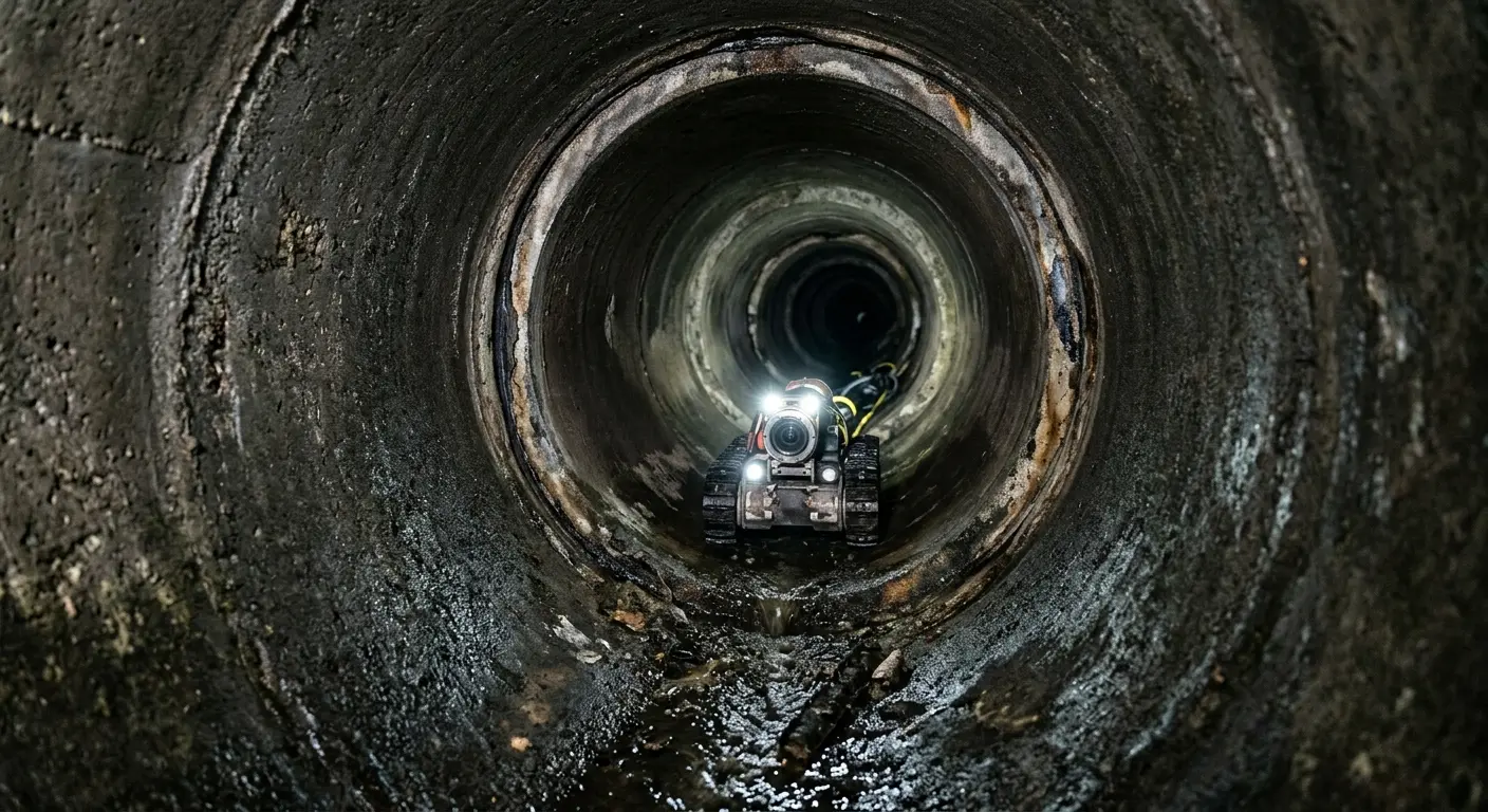 Robotic sewer camera inspecting pipe interior for Sewer Line Cleaning in Coon Rapids